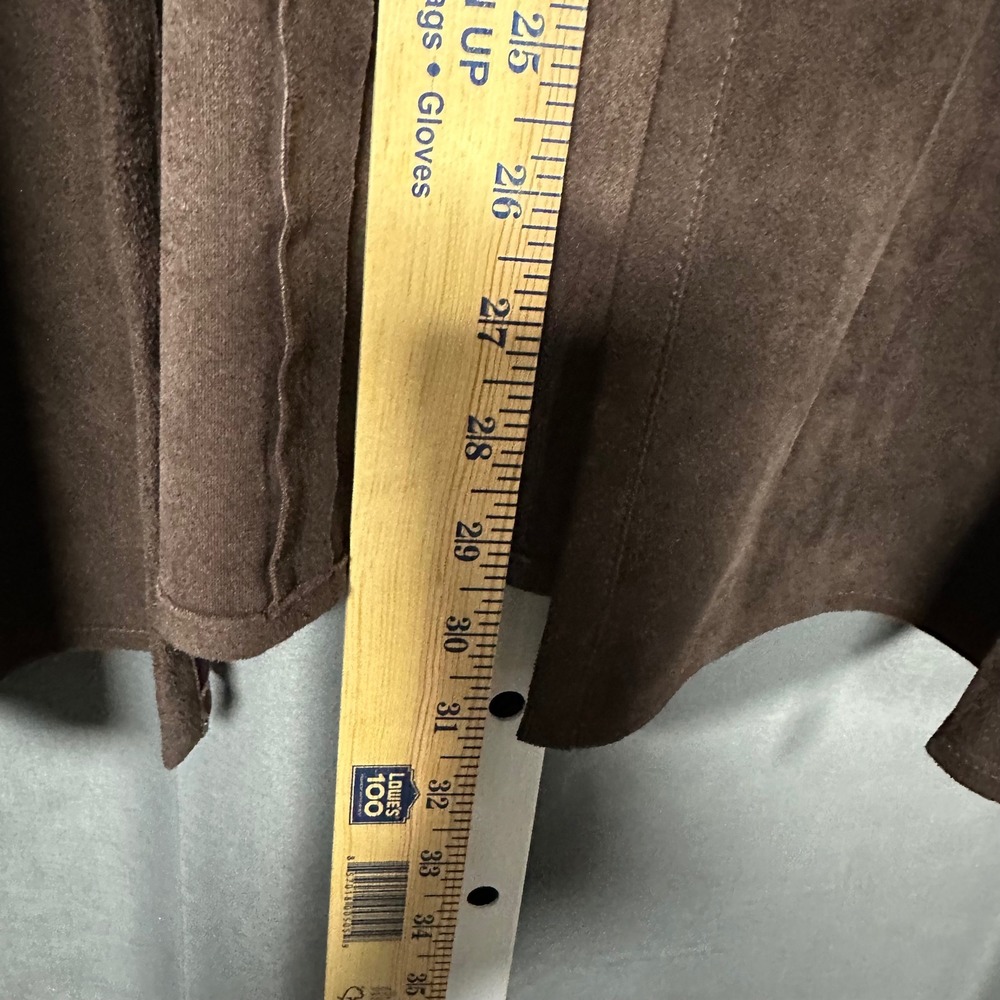 Chico's Zip Detail Faux Suede Open Front Jacket Dark Brown XL Classic Western - Picture 11 of 11